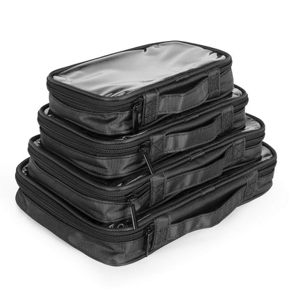 4pcs Clear Toiletry Bag Packing Cubes, Black
