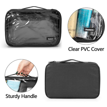 4pcs Clear Toiletry Bag Packing Cubes, Black