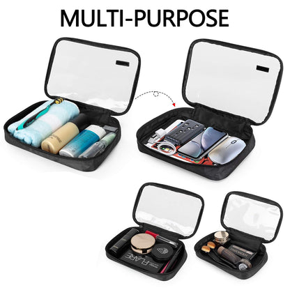 4pcs Clear Toiletry Bag Packing Cubes, Black