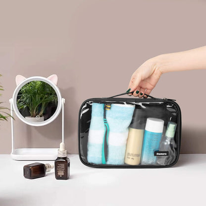 4pcs Clear Toiletry Bag Packing Cubes, Black