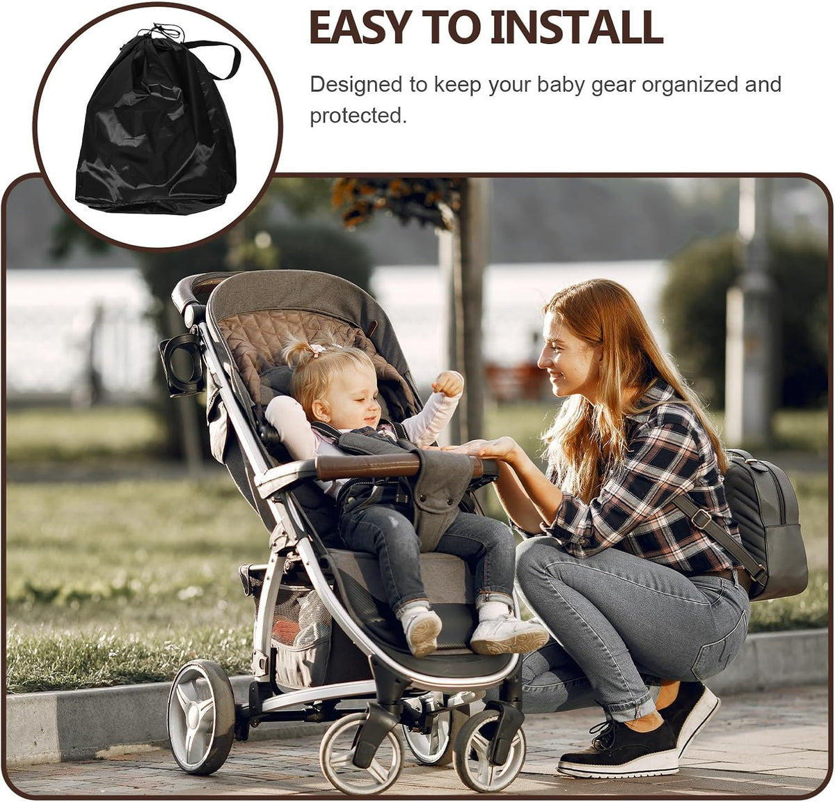 Large Stroller Carrying Bag with Shoulder Strap Airplane Gate Check Stroller Storage Organizer Pouch Dustproof Universal Cover Carseat Protection for Trips and Transit