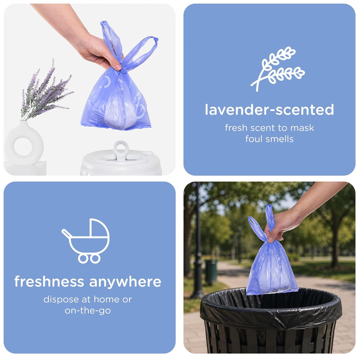 Disposable Baby Diaper Sacks, Lavender Scented