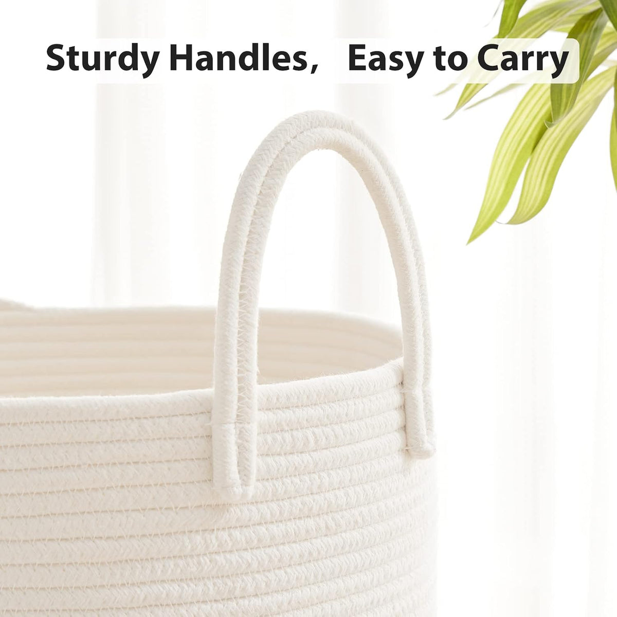 Woven Laundry Hamper, 72L Tall Blanket Storage-White
