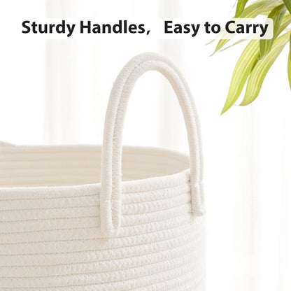 Woven Laundry Hamper, 72L Tall Blanket Storage-White
