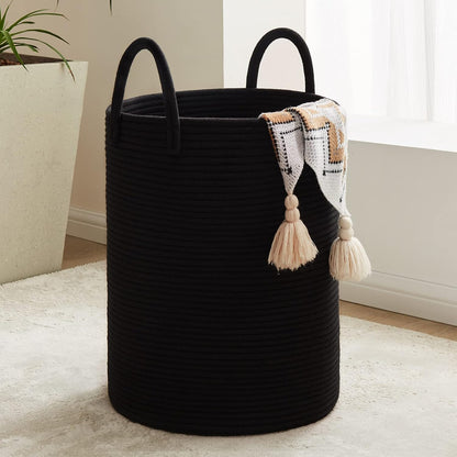 Woven Laundry Hamper, 72L Tall Blanket Storage-White