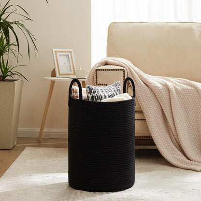 Woven Laundry Hamper, 72L Tall Blanket Storage-White