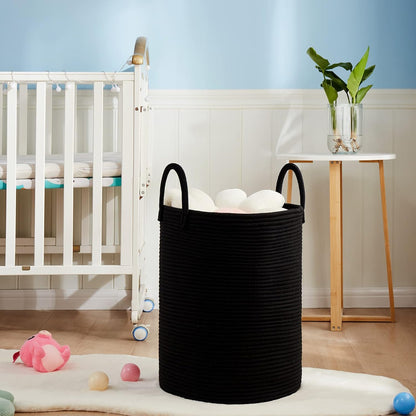 Woven Laundry Hamper, 72L Tall Blanket Storage-White