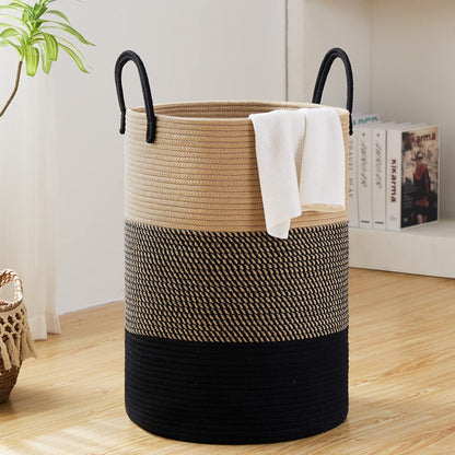 Woven Laundry Hamper, 72L Tall Blanket Storage-White