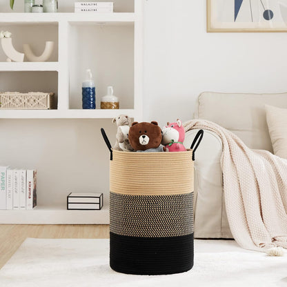 Woven Laundry Hamper, 72L Tall Blanket Storage-White