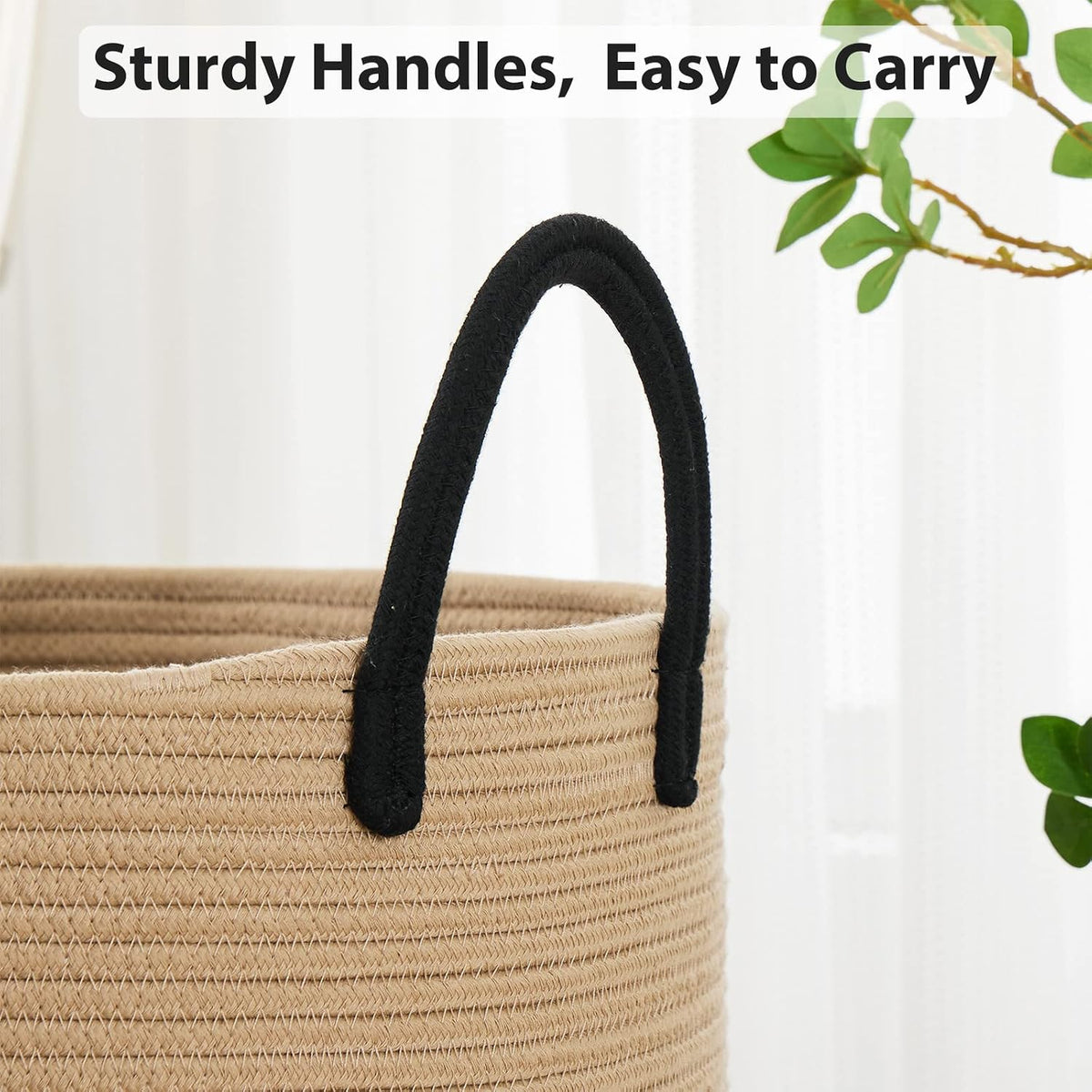 Woven Laundry Hamper, 72L Tall Blanket Storage-White