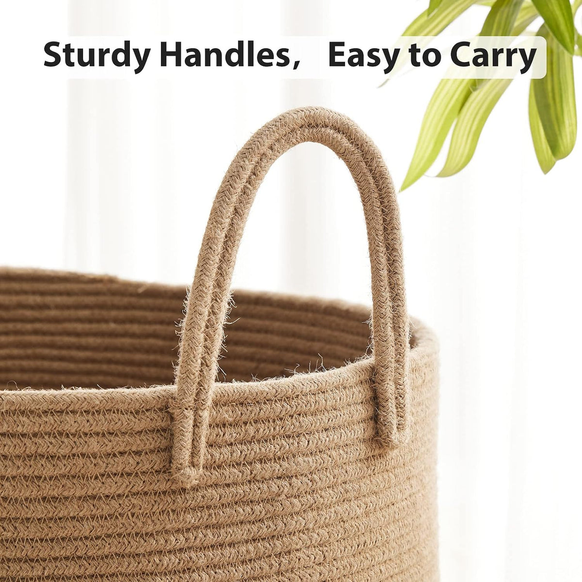 Woven Laundry Hamper, 72L Tall Blanket Storage-White