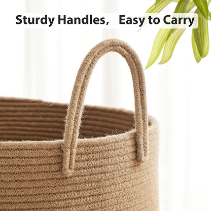 Woven Laundry Hamper, 72L Tall Blanket Storage-White