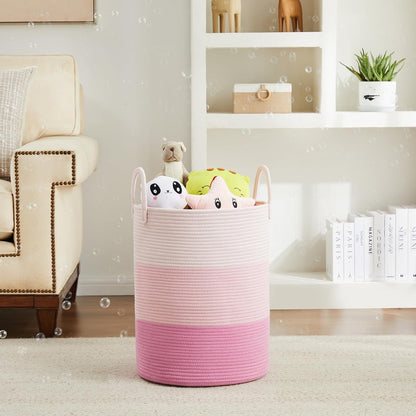 Woven Laundry Hamper, 72L Tall Blanket Storage-White