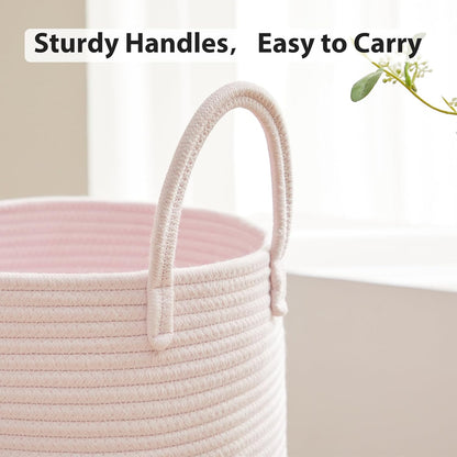 Woven Laundry Hamper, 72L Tall Blanket Storage-White