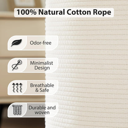 Woven Laundry Hamper, 72L Tall Blanket Storage-White