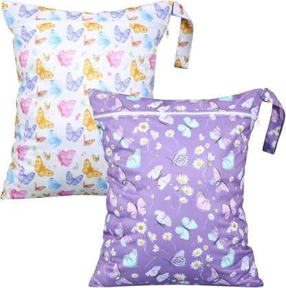 2 Pack Wet Dry Bag Travel Laundry Waterproof,Butterfly