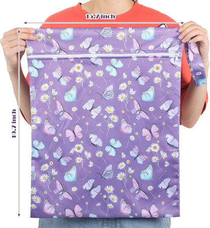 2 Pack Wet Dry Bag Travel Laundry Waterproof,Butterfly