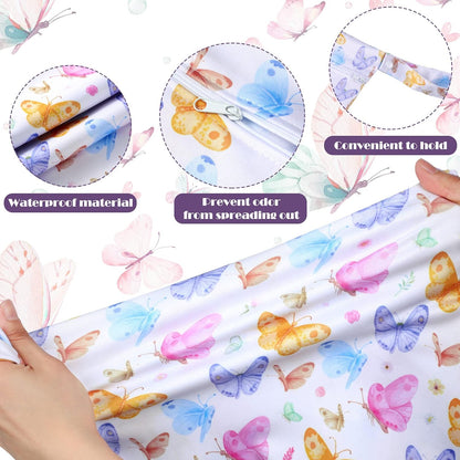 2 Pack Wet Dry Bag Travel Laundry Waterproof,Butterfly
