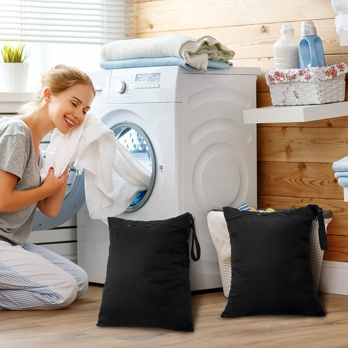 2 Pack Wet Dry Bag Travel Laundry Waterproof,Butterfly