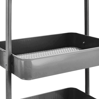 3-Tier Rolling Utility Cart, Storage Organizer, Lockable Wheels, Multifunctional Storage, Portable Mobile Shelving Unit, White