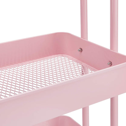 3-Tier Rolling Utility Cart, Storage Organizer, Lockable Wheels, Multifunctional Storage, Portable Mobile Shelving Unit, White