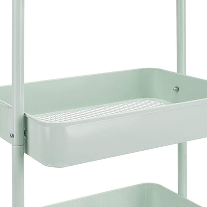 3-Tier Rolling Utility Cart, Storage Organizer, Lockable Wheels, Multifunctional Storage, Portable Mobile Shelving Unit, White