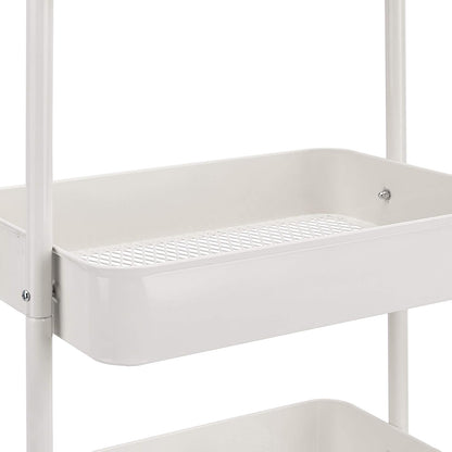 3-Tier Rolling Utility Cart, Storage Organizer, Lockable Wheels, Multifunctional Storage, Portable Mobile Shelving Unit, White