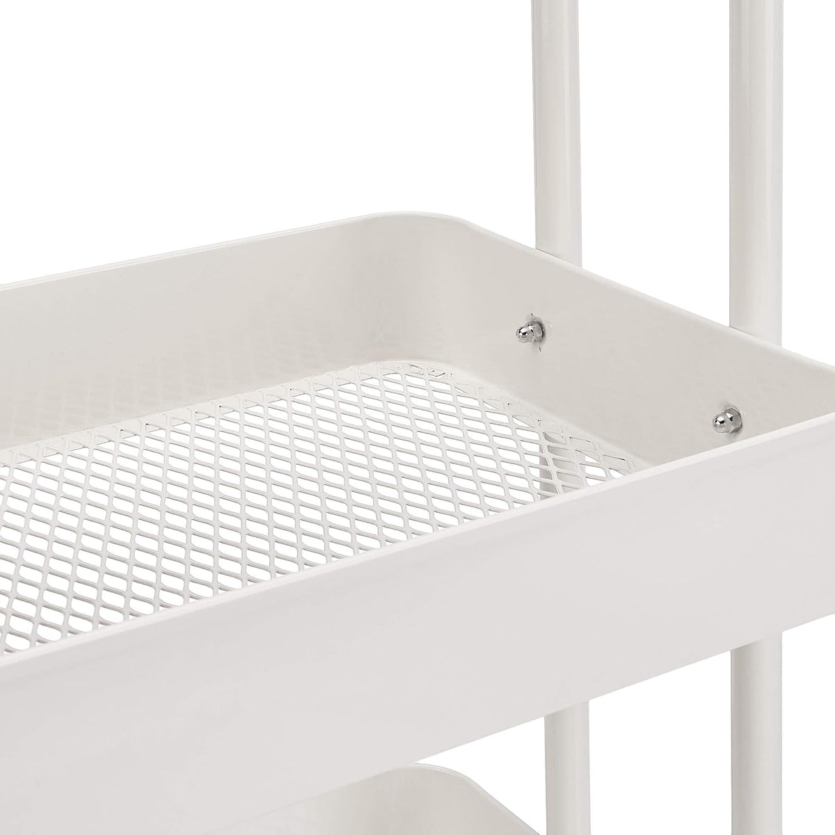3-Tier Rolling Utility Cart, Storage Organizer, Lockable Wheels, Multifunctional Storage, Portable Mobile Shelving Unit, White