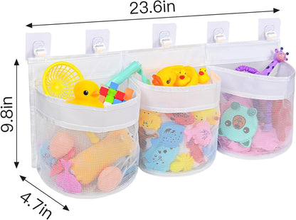 Bathroom Bath Toy Storage for Bathtub, Baby Bath Tub Toys Holder, Kids Mesh Shower Organizer Basket