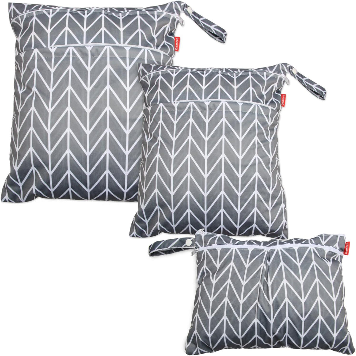 3pcs Travel Cloth Diaper Wet Dry Bag with Handle, Gray Arrows