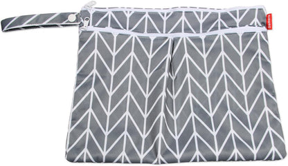 3pcs Travel Cloth Diaper Wet Dry Bag with Handle, Gray Arrows