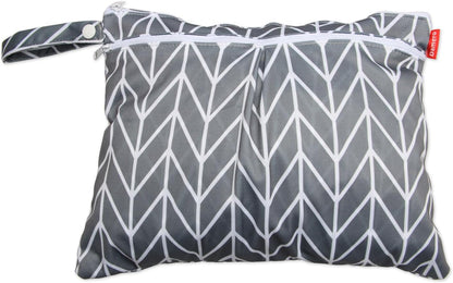 3pcs Travel Cloth Diaper Wet Dry Bag with Handle, Gray Arrows