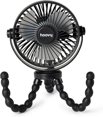 Stroller Fan with Flexible Tripod Legs – Portable Rechargeable Baby Fan, 360° Rotating Clip-On Fan for Stroller, Car Seat & Crib, 3-Speed Adjustable Cooling – Black