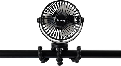 Stroller Fan with Flexible Tripod Legs – Portable Rechargeable Baby Fan, 360° Rotating Clip-On Fan for Stroller, Car Seat & Crib, 3-Speed Adjustable Cooling – Black