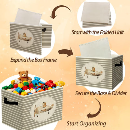 Rustic Where the Wild Ones Play Storage Bins Boxes with Handles - Colors B