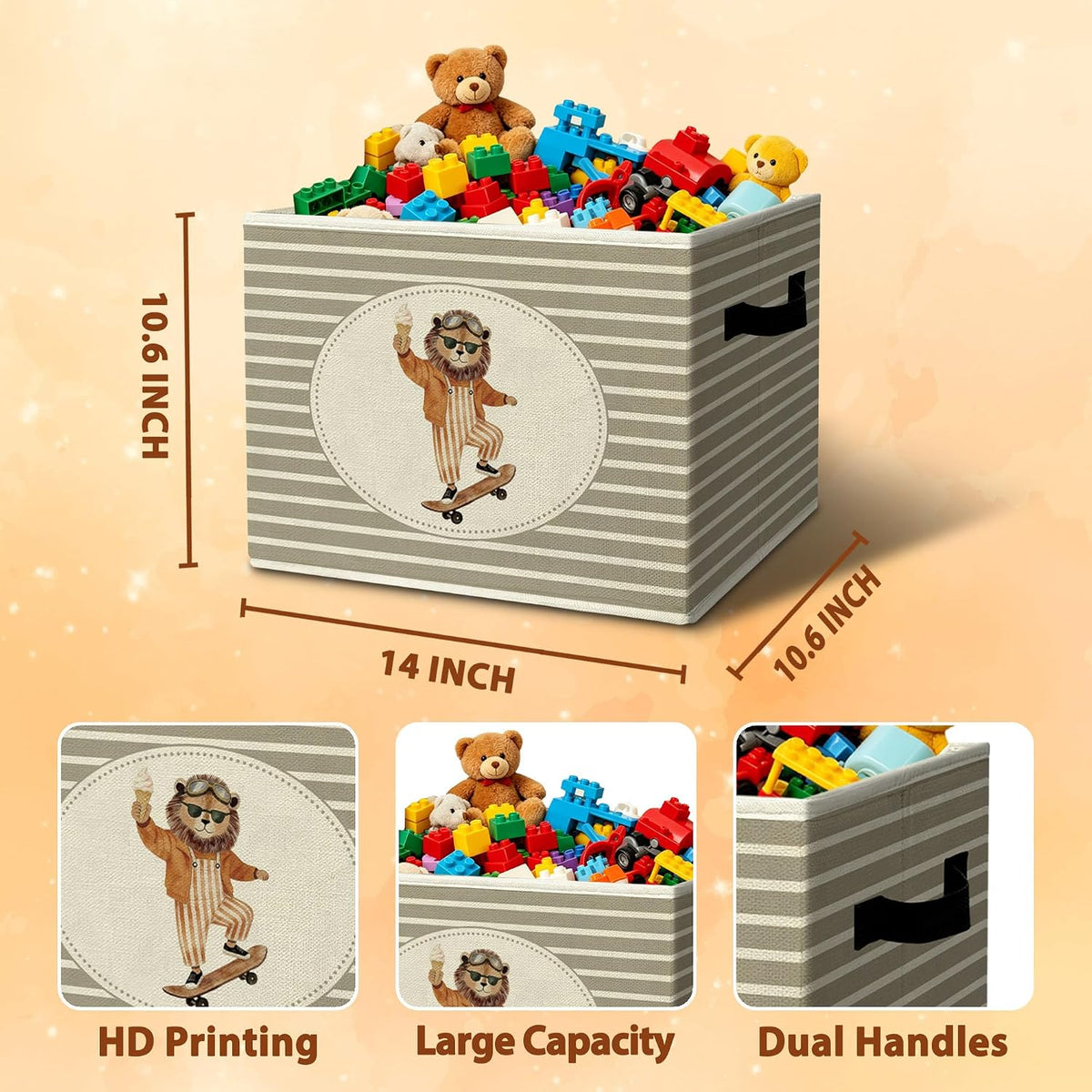 Rustic Where the Wild Ones Play Storage Bins Boxes with Handles - Colors B