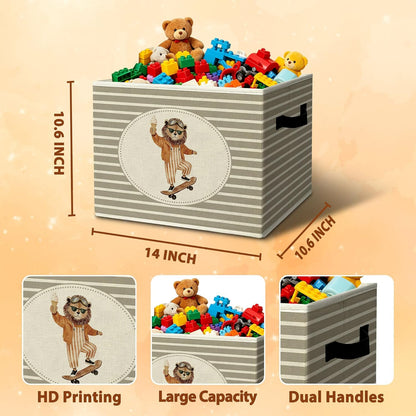 Rustic Where the Wild Ones Play Storage Bins Boxes with Handles - Colors B