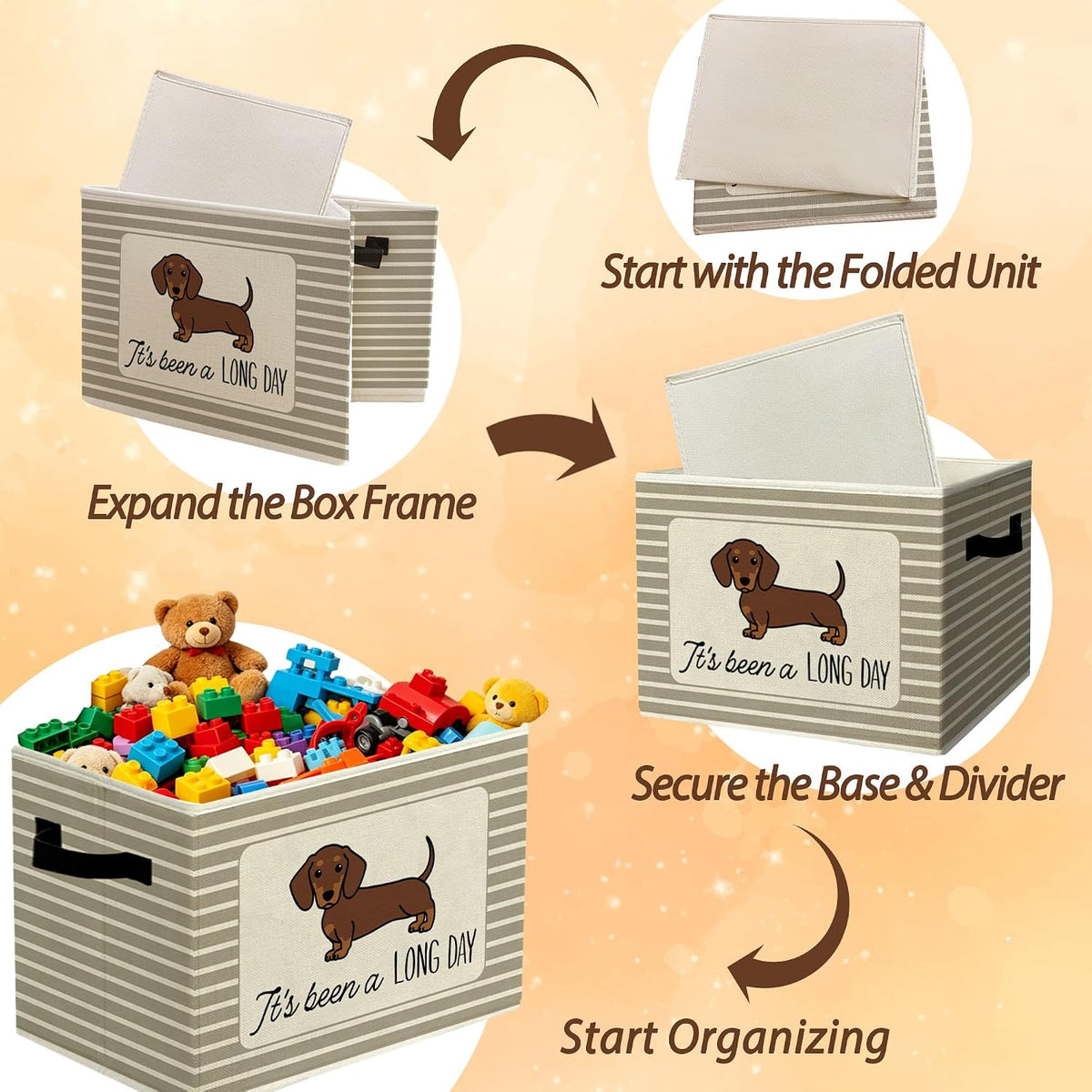 Rustic Where the Wild Ones Play Storage Bins Boxes with Handles - Colors B