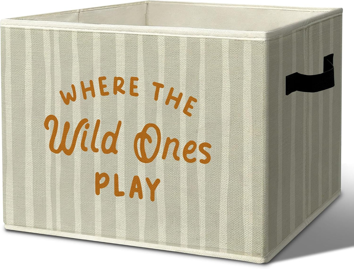 Rustic Where the Wild Ones Play Storage Bins Boxes with Handles - Colors B