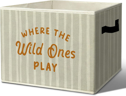 Rustic Where the Wild Ones Play Storage Bins Boxes with Handles - Colors B