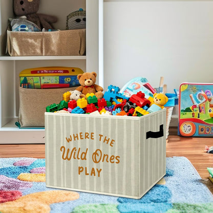 Rustic Where the Wild Ones Play Storage Bins Boxes with Handles - Colors B
