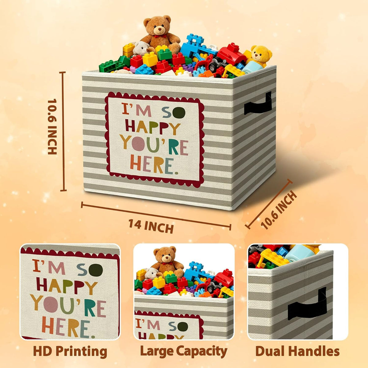 Rustic Where the Wild Ones Play Storage Bins Boxes with Handles - Colors B