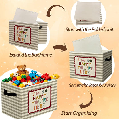 Rustic Where the Wild Ones Play Storage Bins Boxes with Handles - Colors B