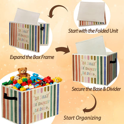 Rustic Where the Wild Ones Play Storage Bins Boxes with Handles - Colors B