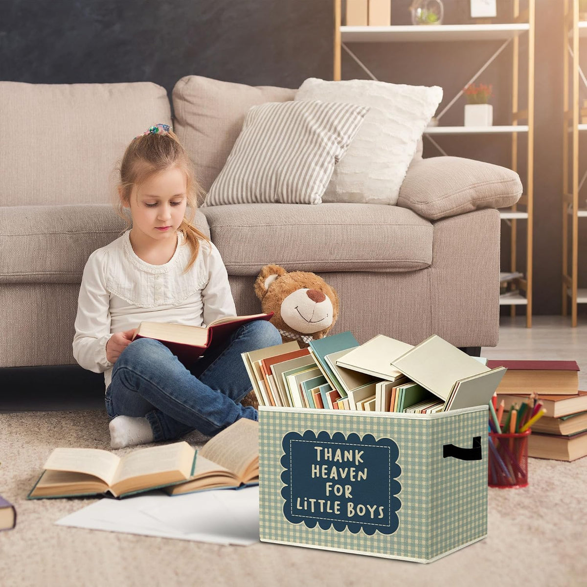 Rustic Where the Wild Ones Play Storage Bins Boxes with Handles - Colors B