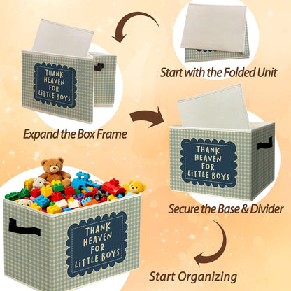 Rustic Where the Wild Ones Play Storage Bins Boxes with Handles - Colors B
