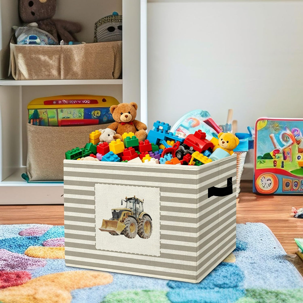 Rustic Where the Wild Ones Play Storage Bins Boxes with Handles - Colors B