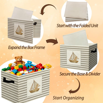Rustic Where the Wild Ones Play Storage Bins Boxes with Handles - Colors B