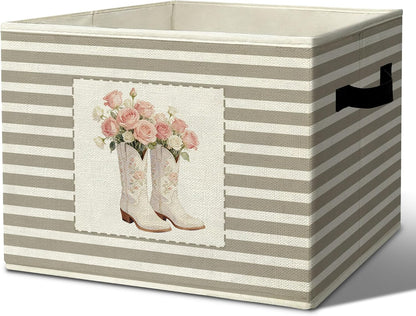 Rustic Where the Wild Ones Play Storage Bins Boxes with Handles - Colors B