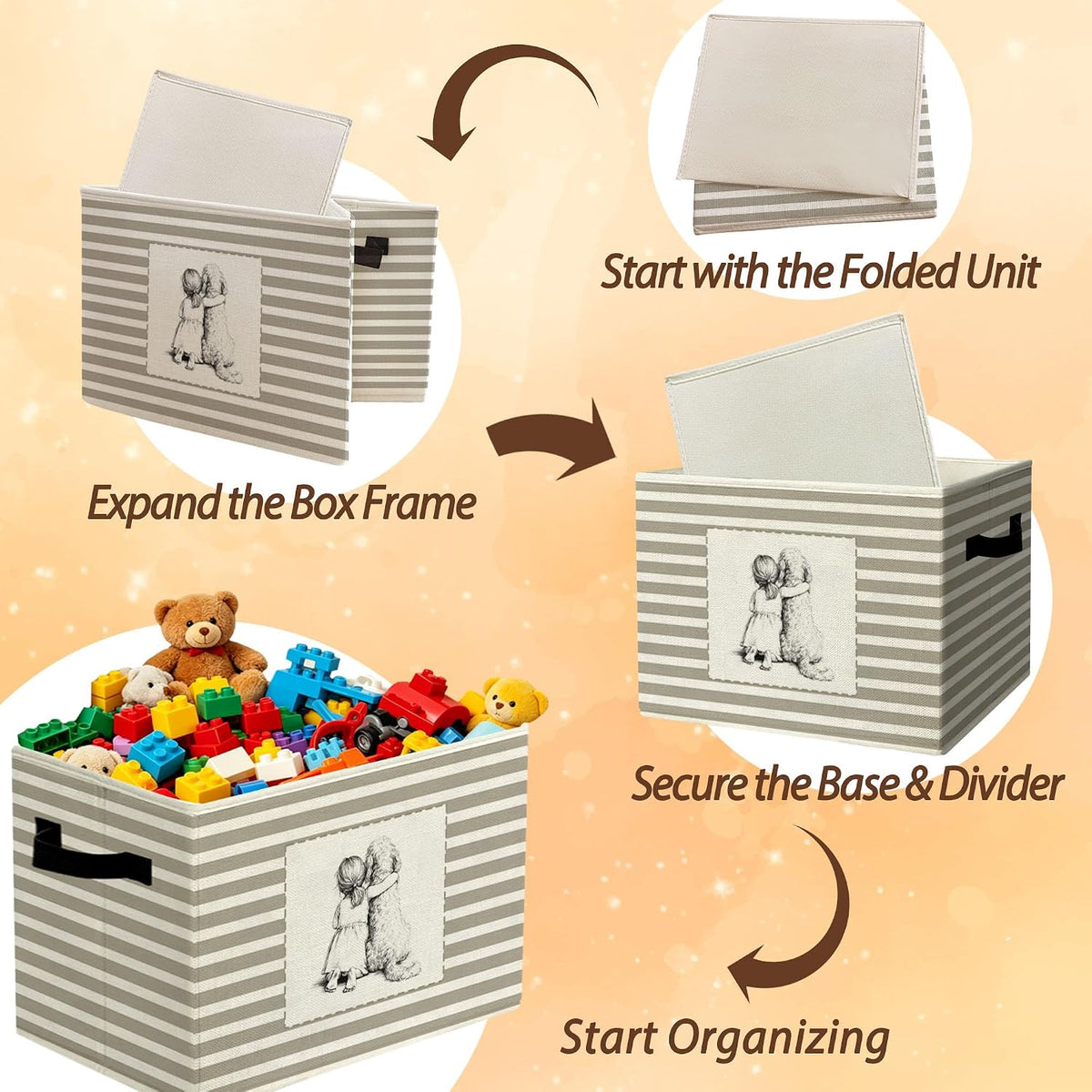 Rustic Where the Wild Ones Play Storage Bins Boxes with Handles - Colors B